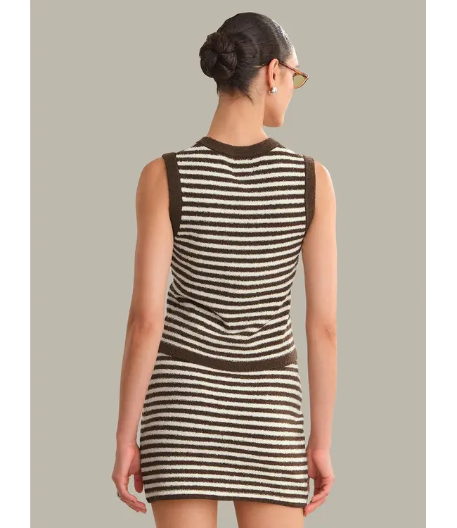 525 Alessia Teddy Stripe Crew Neck Tank