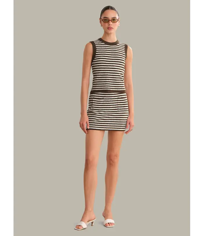 525 Alessia Teddy Stripe Crew Neck Tank