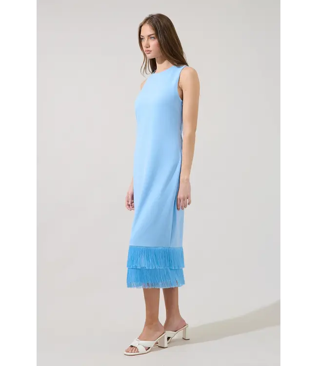 Amenia Sleeveless Fringe Midi Dress