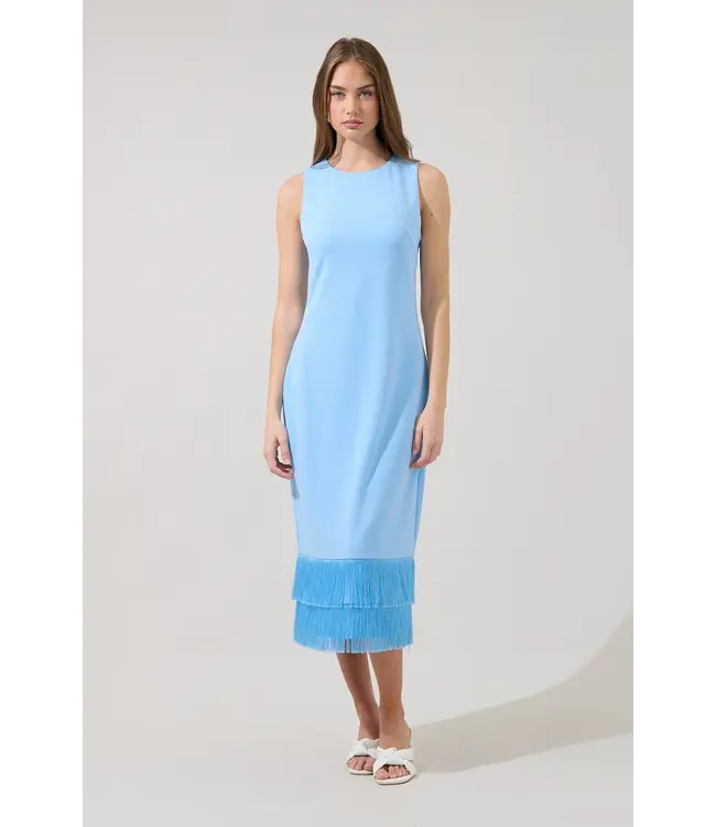 Amenia Sleeveless Fringe Midi Dress