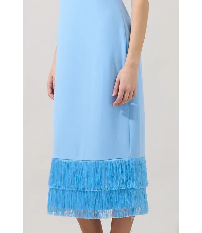 Amenia Sleeveless Fringe Midi Dress