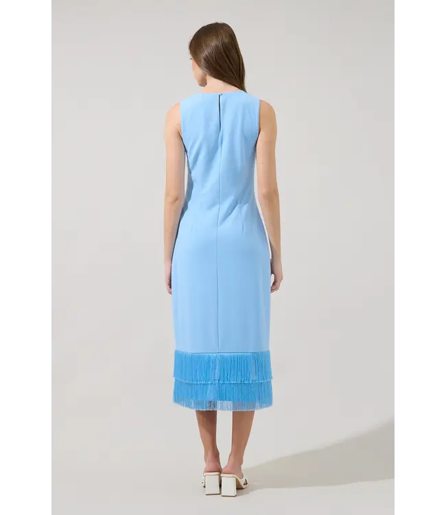 Amenia Sleeveless Fringe Midi Dress