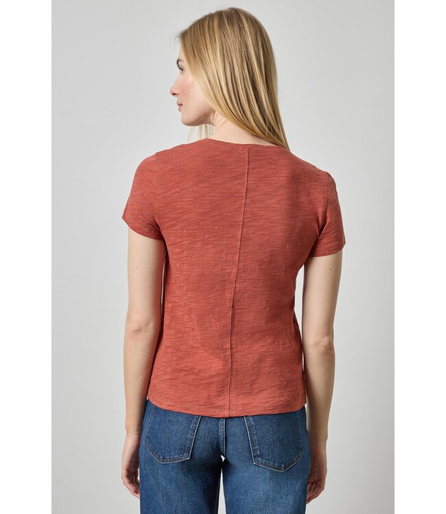Lilla P Short Sleeve Back Seam V-Neck