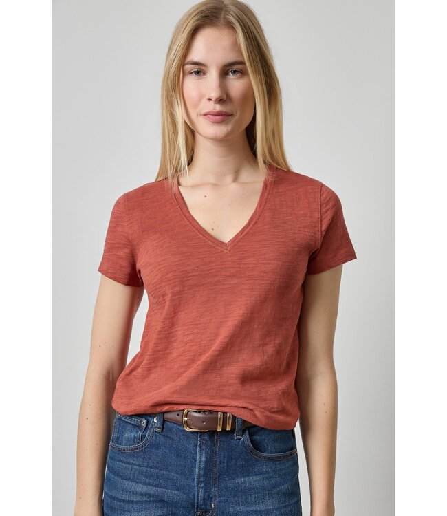 Lilla P Short Sleeve Back Seam V-Neck