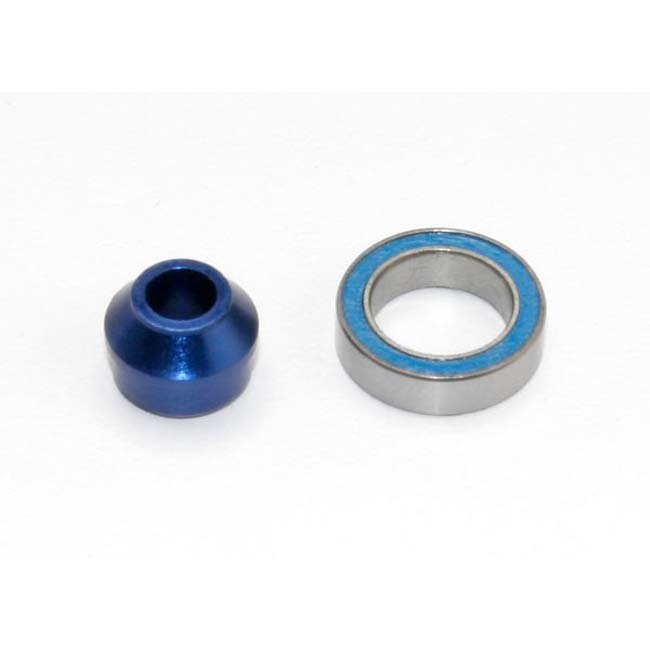 TRX-6893X Traxxas Bearing adapter, 6160-T6 aluminum (blue-anodized) (1)/10x15x4mm ball bearing (blue rubber sealed) (1) (for slipper shaft)