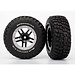 TRX - Traxxas TRX-5883 Traxxas Tires & wheels, assembled, glued (SCT Split-Spoke, black, satin chrome beadlock wheels, BFGoodrich® Mud-Terrain™ T/A® KM2 tire, foam inserts) (2) (4WD f/r, 2WD rear)