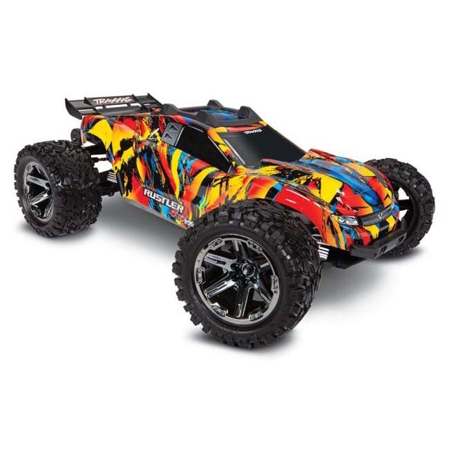 TRX-67076-4-SLRF Traxxas Rustler® 4X4 VXL: Solar Flare 1/10 Scale Stadium Truck with TQi Traxxas Link™ Enabled 2.4GHz Radio System & (TSM)