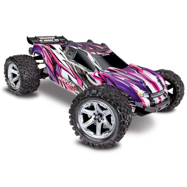 TRX-67076-4-PINK Traxxas Rustler® 4X4 VXL: 1/10 Scale Stadium Truck with TQi Traxxas Link™ Enabled 2.4GHz Radio System & Traxxas Stability Management (TSM)®