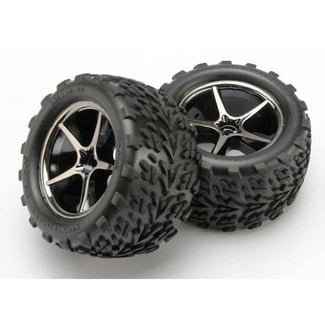 TRX - Traxxas TRX-7174A Traxxas Tires and wheels, assembled, glued (Gemini black chrome wheels, Talon tires, foam inserts) (2)