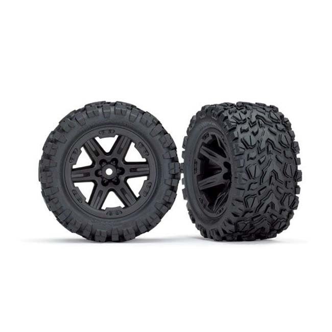 TRX-6773 Traxxas Tires & wheels, assembled, glued (2.8) (RXT black wheels, Talon Extreme tires, foam inserts) (2) (TSM rated)