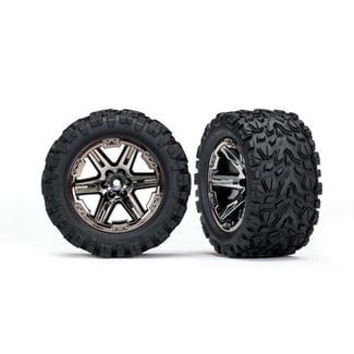 TRX - Traxxas TRX-6774X Traxxas Tires & wheels, assembled, glued (2.8") (RXT black chrome wheels, Talon Extreme tires, foam inserts) (2WD electric rear) (2) (TSM rated)