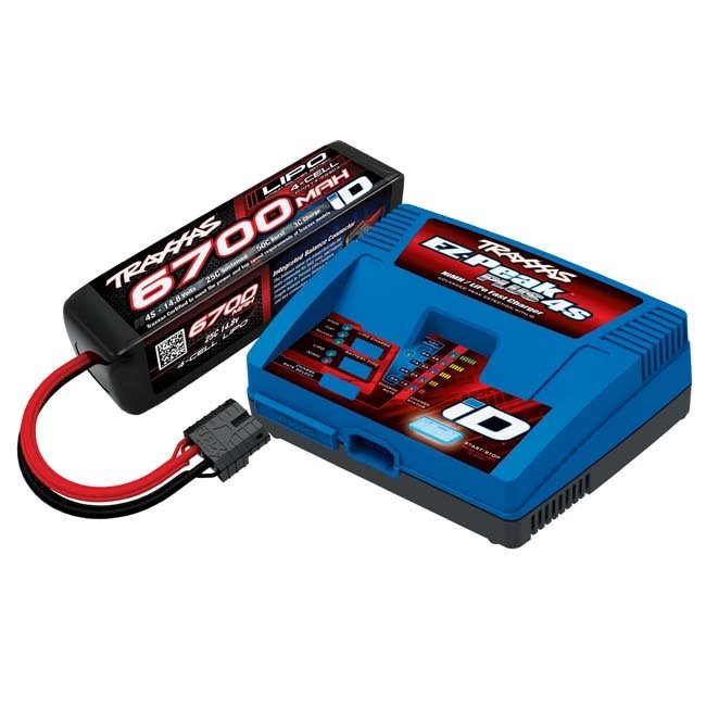 TRX-2998 Traxxas Battery/charger completer pack (includes #2981 iD® charger (1), #2890X 6700mAh 14.8V 4-cell 25C LiPo battery (1))