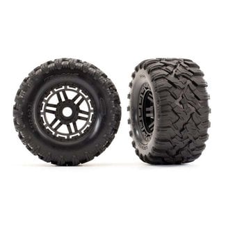 TRX - Traxxas TRX-8972 Tires & wheels, assembled, glued (black wheels, Maxx All-Terrain tires, foam inserts) (2) (17mm splined) (TSM rated)