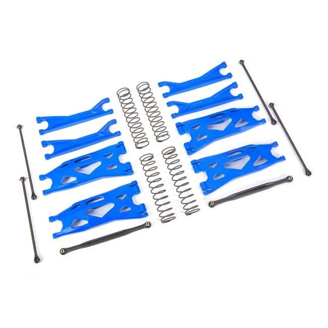 TRX-7895X Traxxas Suspension kit, X-Maxx® WideMaxx®, blue (includes front & rear suspension arms, front toe links, driveshafts, shock springs)