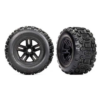 TRX - Traxxas TRX-9672 Traxxas Tires and wheels, assembled, glued (3.8" black wheels, Sledgehammer® tires, foam inserts) (2)