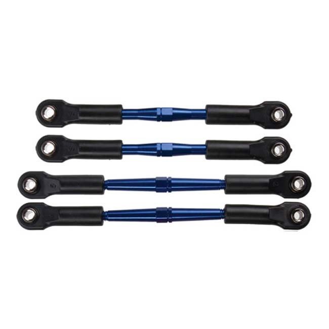 TRX-3741A Traxxas Turnbuckles, aluminum (blue-anodized), camber links, front, 39mm (2), rear, 49mm (2) (assembled w/rod ends & hollow balls)/ wrench