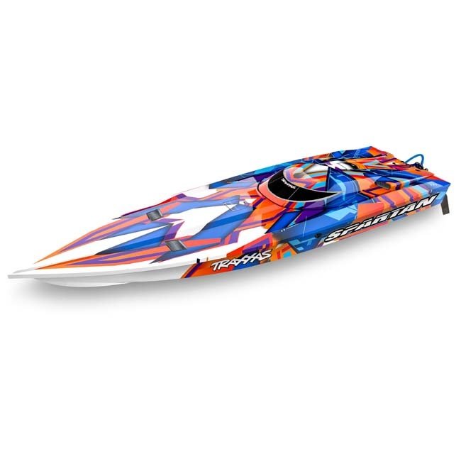 TRX-57076-4-ORNGR Traxxas Spartan: Brushless 36" Race Boat with TQi Traxxas Link™ Enabled 2.4GHz Radio System & Traxxas Stability Management (TSM)®