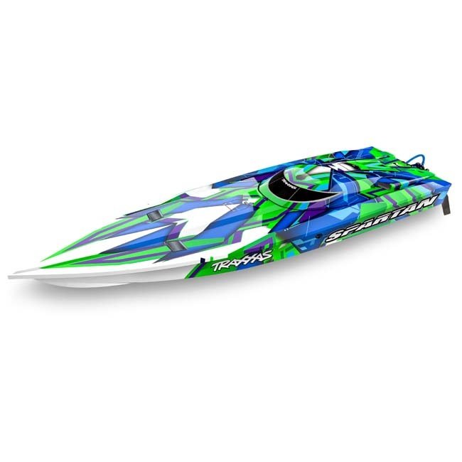 TRX-57076-4-GRNR Traxxas Spartan: Brushless 36" Race Boat with TQi Traxxas Link™ Enabled 2.4GHz Radio System & Traxxas Stability Management (TSM)®