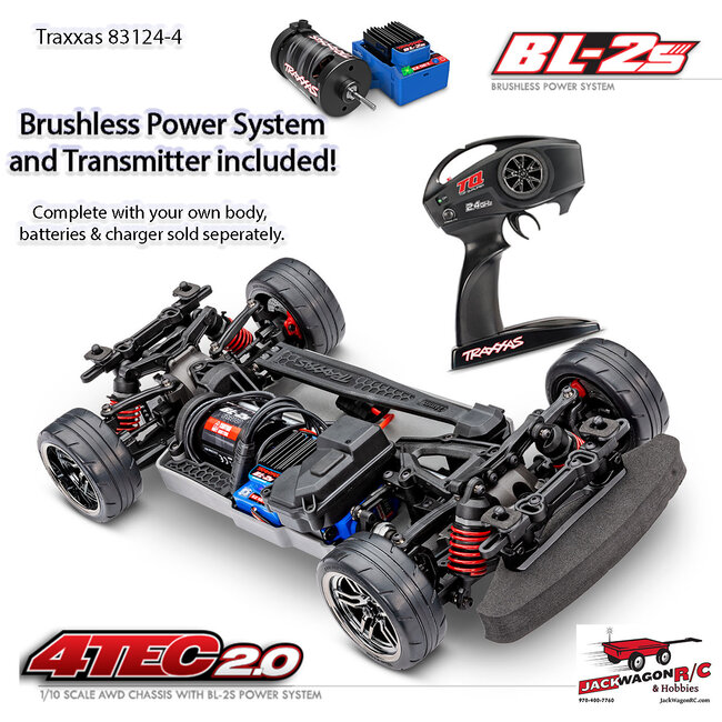 TRX-83124-4 Traxxas 4-TEC 2.0 W/O BODY BL-2S 1/10 Scale AWD Chassis w. TQ 2.4GHz Radio System