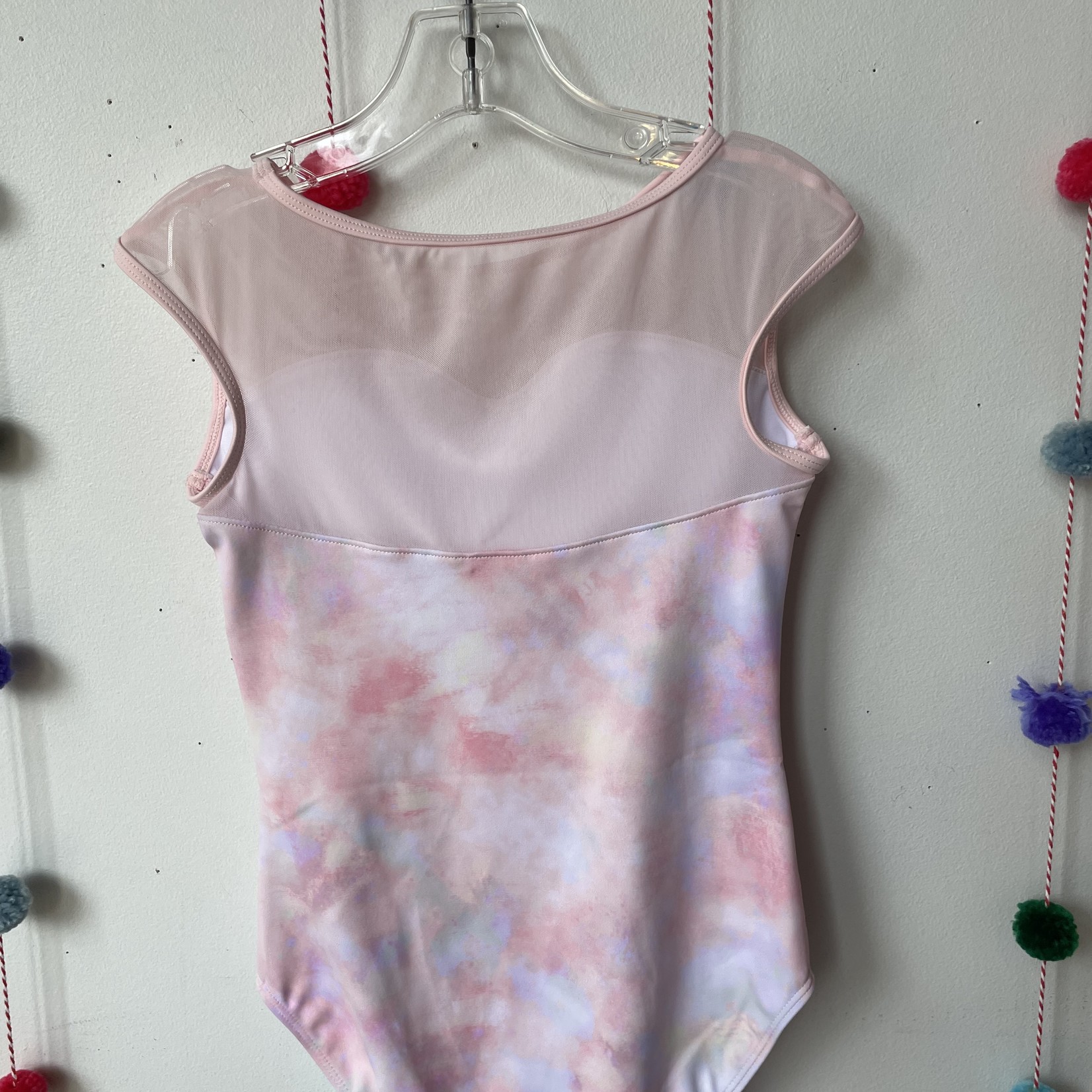 Mirella Mirella Sweetheart Neckline Watercolor Print Cap Sleeve Leotard M1553C