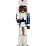 Nutcracker Ballet Gifts 15" Snow Fantasy African American Soldier Nutcracker White and Blue Fur Hat N1525-AA