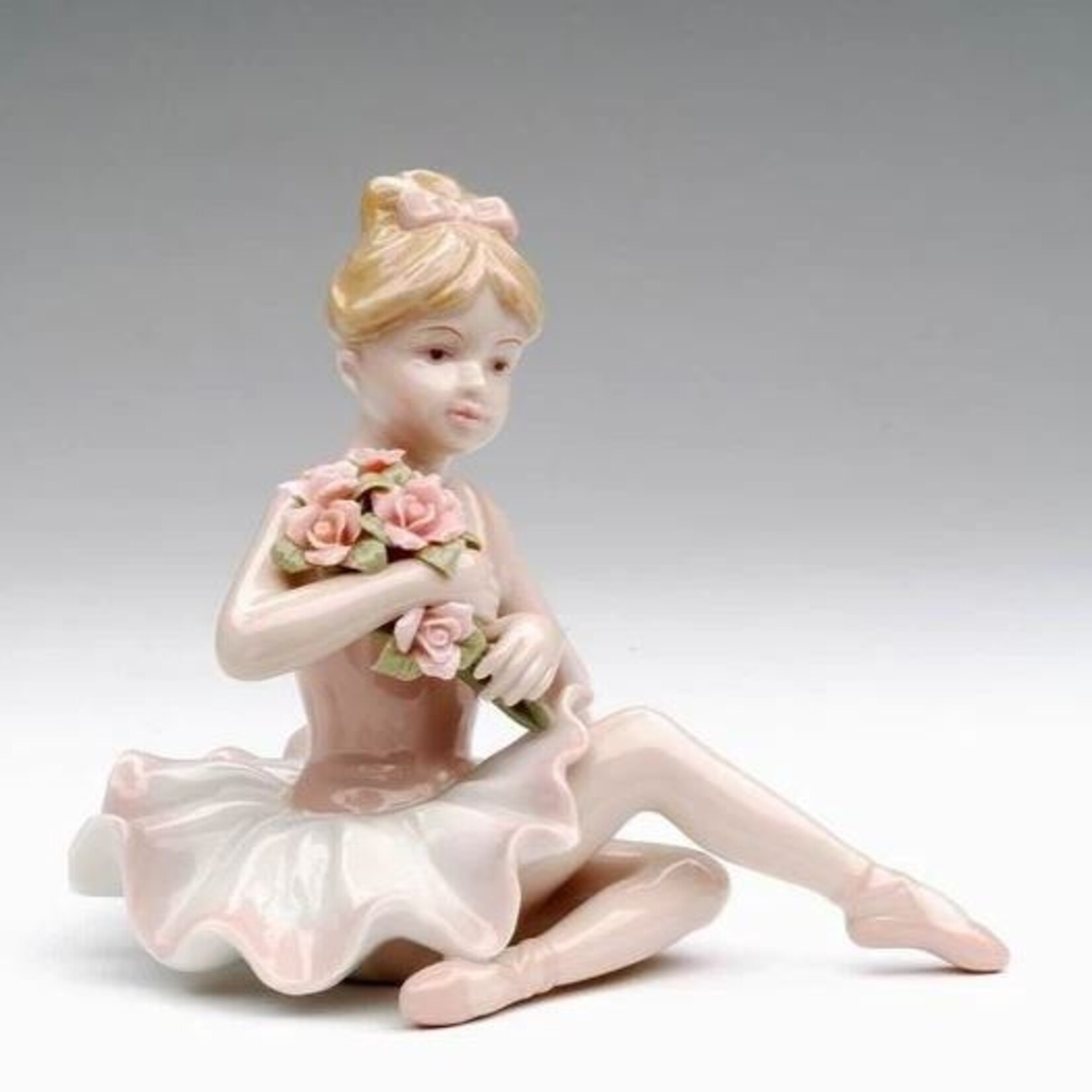 Porcelain Sitting Figure - Ballerina in Pink Dress 96535