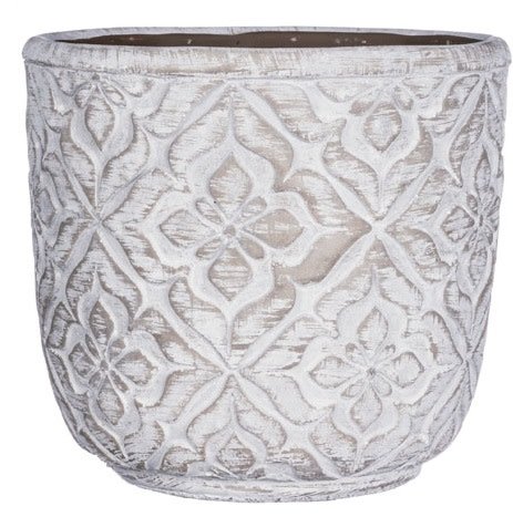 Graywashed Patterned Pot