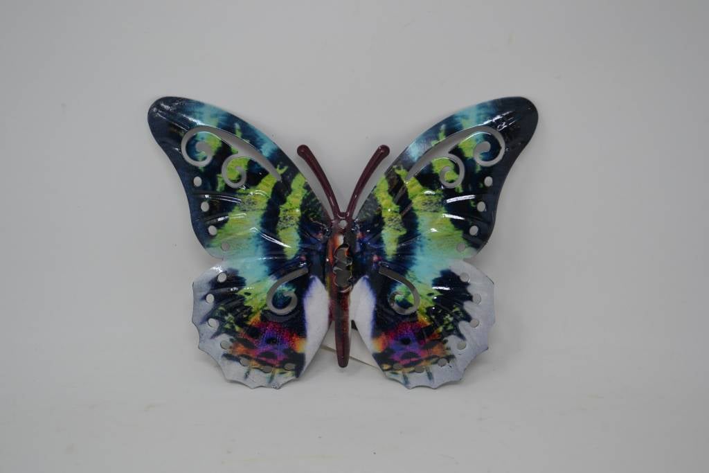 Set of 8 Multicolored Small Metal Butterflies Garden/Home Wall Art Ornament 