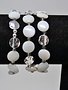 Cream & Silver Beaded Disc Stretch Bracelet Trio