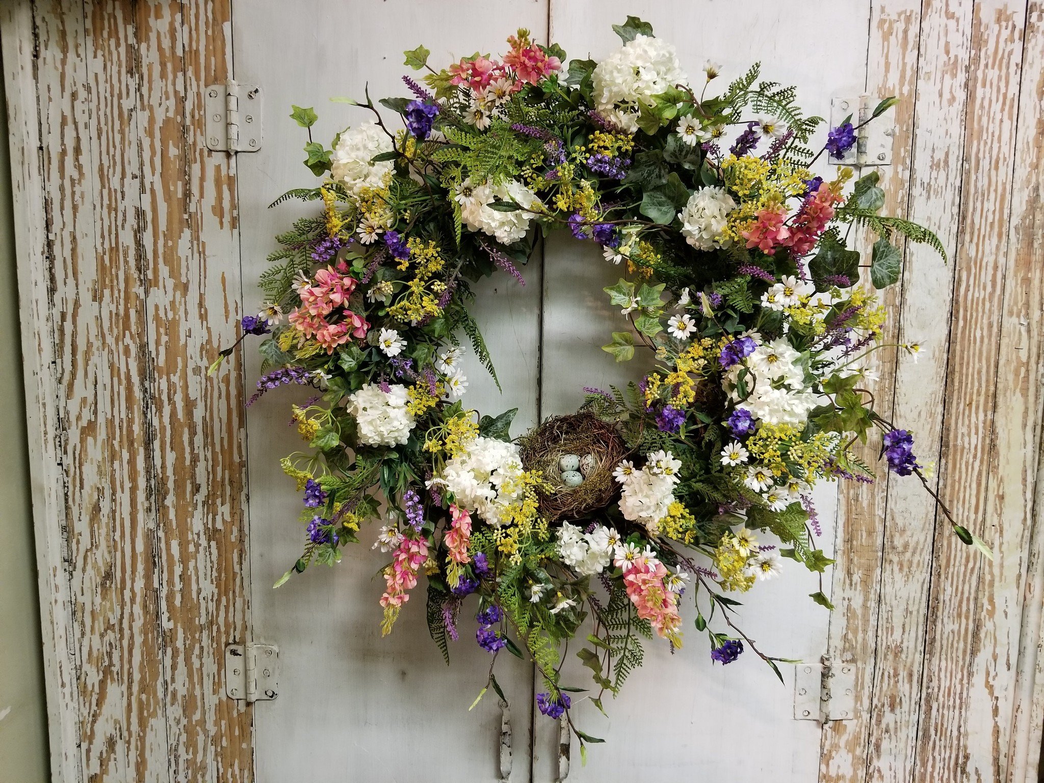 Modern Spring Wreath - Ivory and Purple — THE FLOWER PATCH, Spring Wreath 