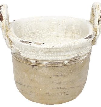 Two-Tone Handled Crackle Container