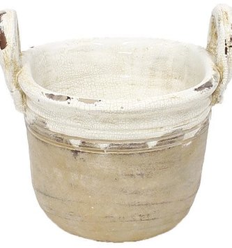 Two-Tone Handled Crackle Container