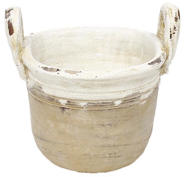 Two-Tone Handled Crackle Container