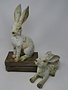 Set of 2 Aged Green Rabbits