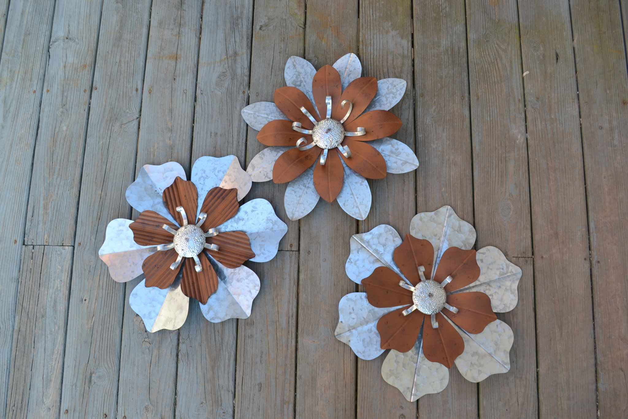 Brown and Silver Metal Wall Flower | Shop Wall Art - The ...