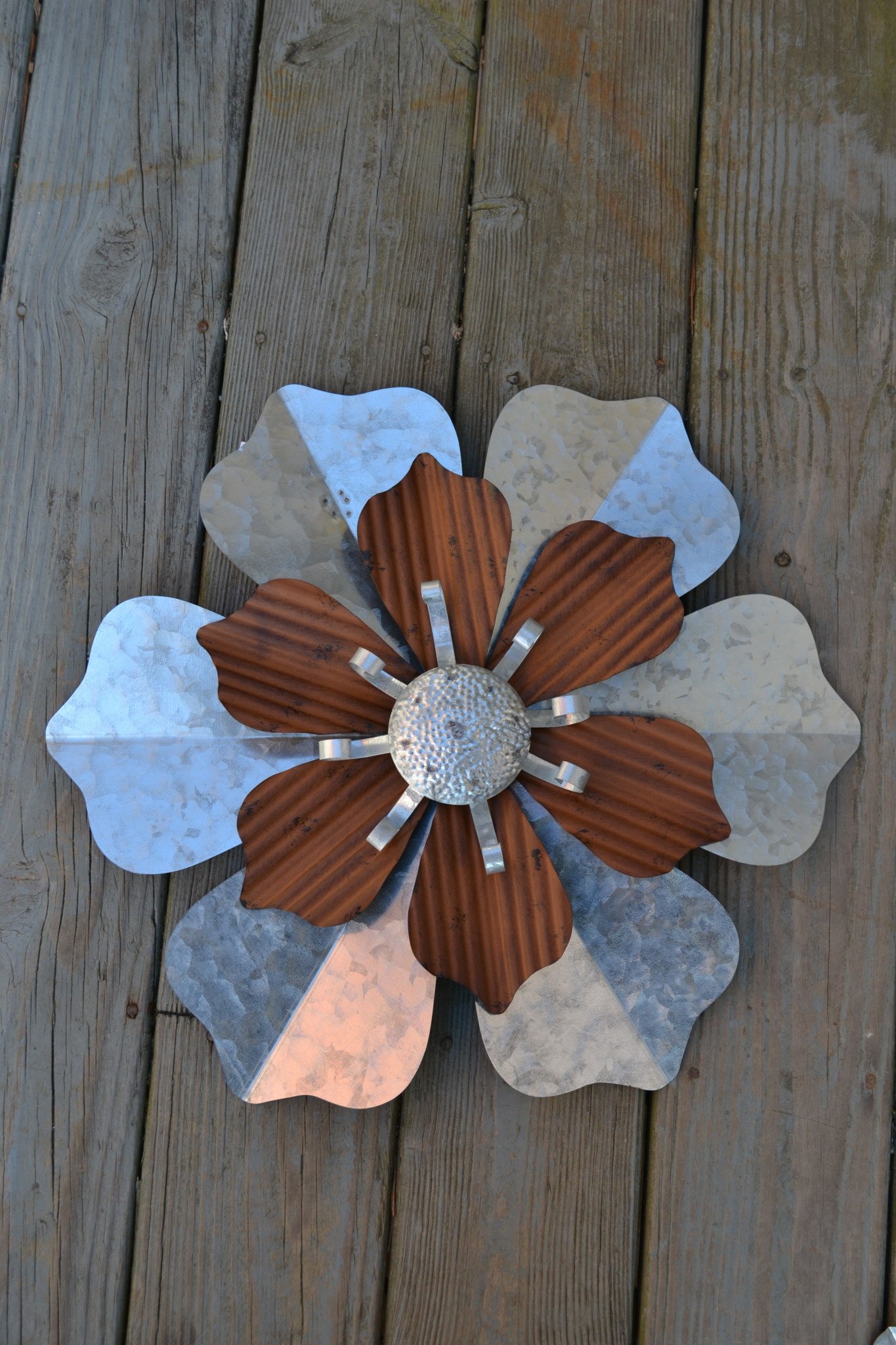 Brown and Silver Metal Wall Flower