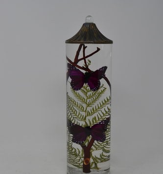 Tall Cylinder Purple Butterfly Lifetime Candle