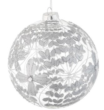 Silver Floral Ball Ornament