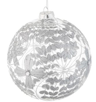 Silver Floral Ball Ornament