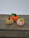 Set Of 3 Mini Striped Glass Pumpkins