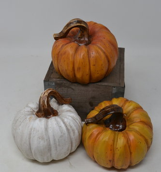 Large Carved Resin Pumpkin (3 Colors)