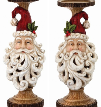 Scrolled Santa Candlestick (2 Sizes)