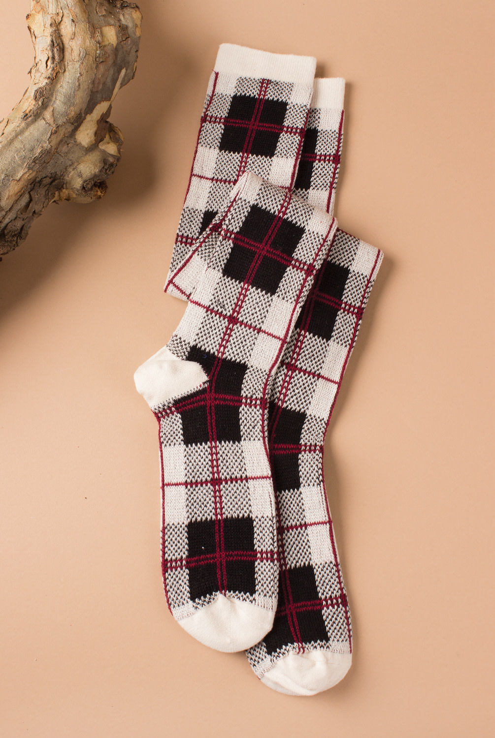 plaid boot socks