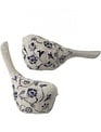 Set of 2 Blue & Gray Floral Birds