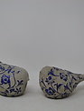 Set of 2 Blue & Gray Floral Birds