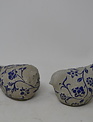 Set of 2 Blue & Gray Floral Birds