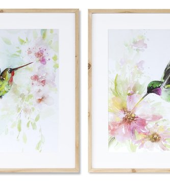 Framed Hummingbird Watercolor Print (2-Styles)