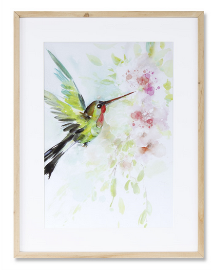 Framed Hummingbird Watercolor Print (2-Styles)