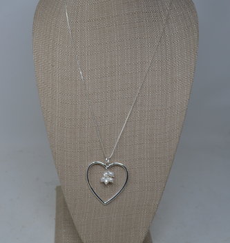 Pearl Cluster Open Heart Necklace