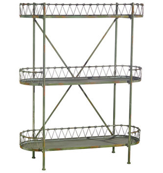 55.5" Distressed Green Shelving Unit